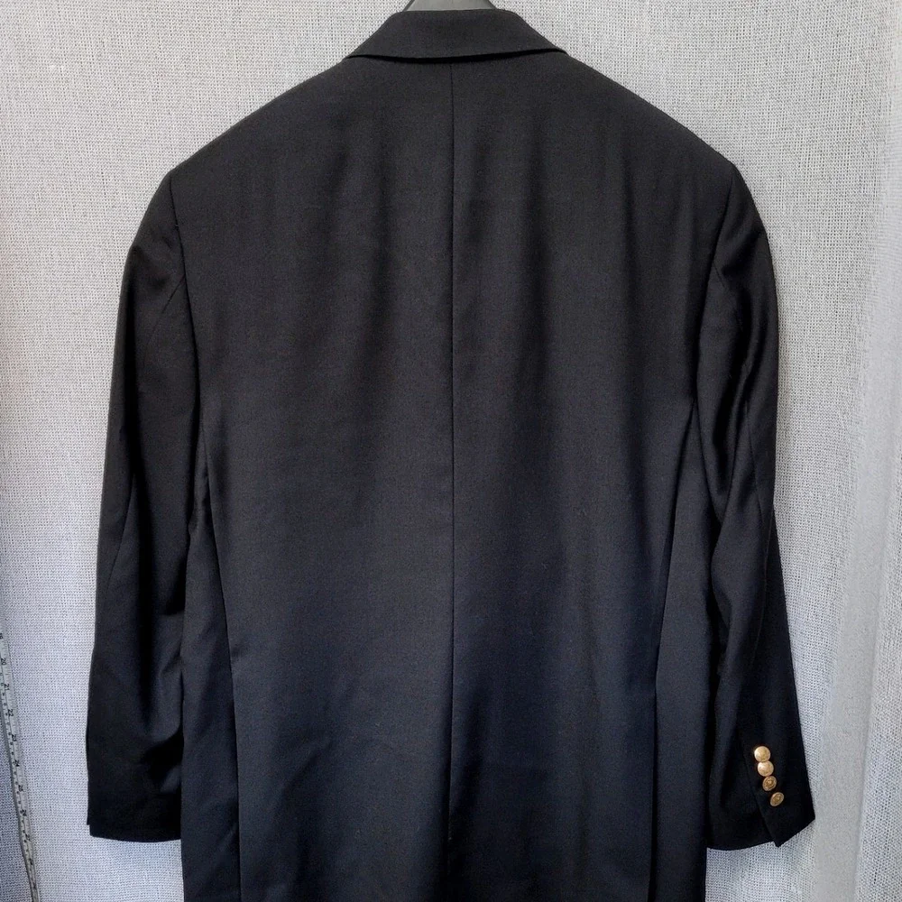 Jos. A. Bank Blazer Mens 42 Traditional Fit Black Gold Crest Buttons Preppy